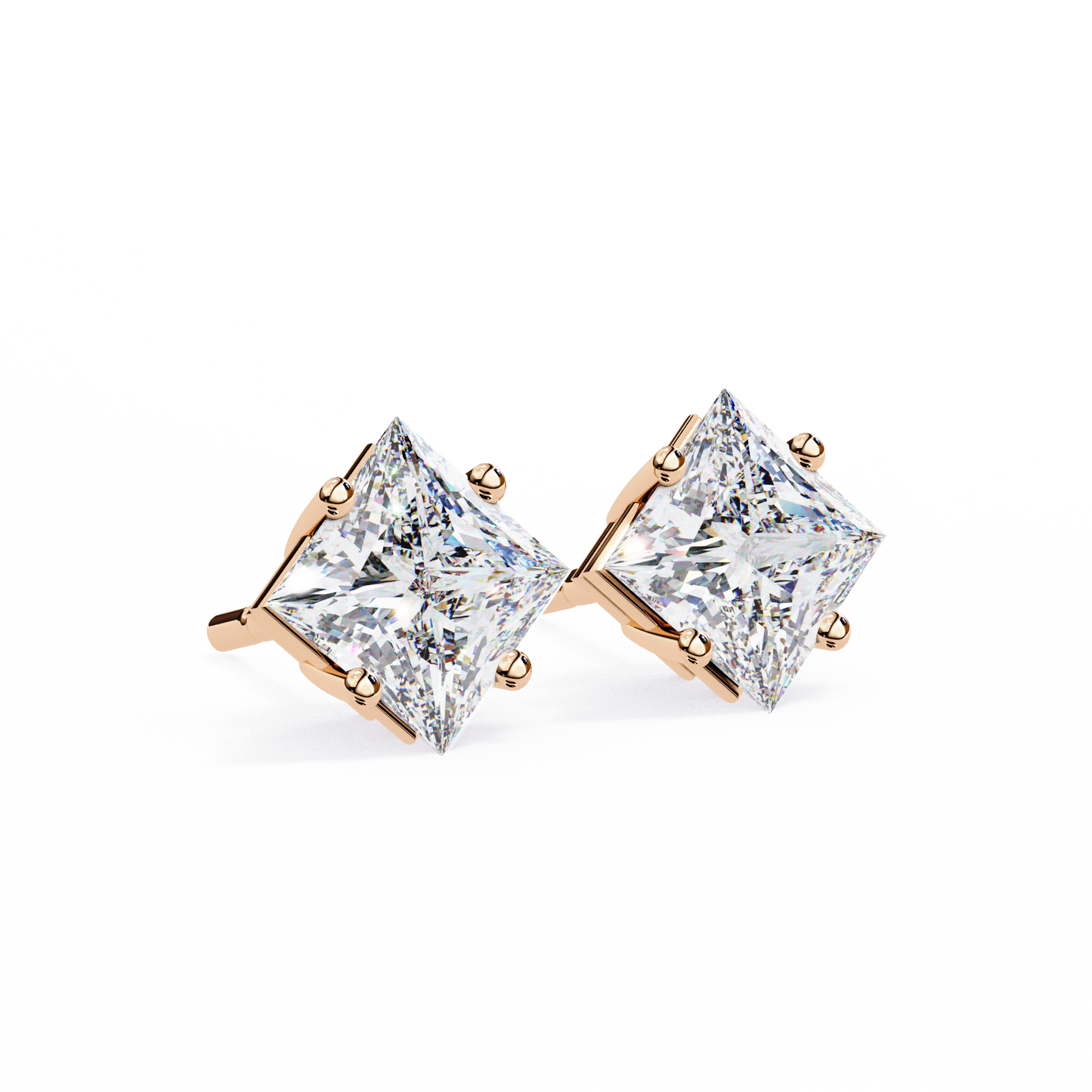 2.39 CTW Princess-Cut Lab-Grown Diamond Stud Earrings in 14K Gold
