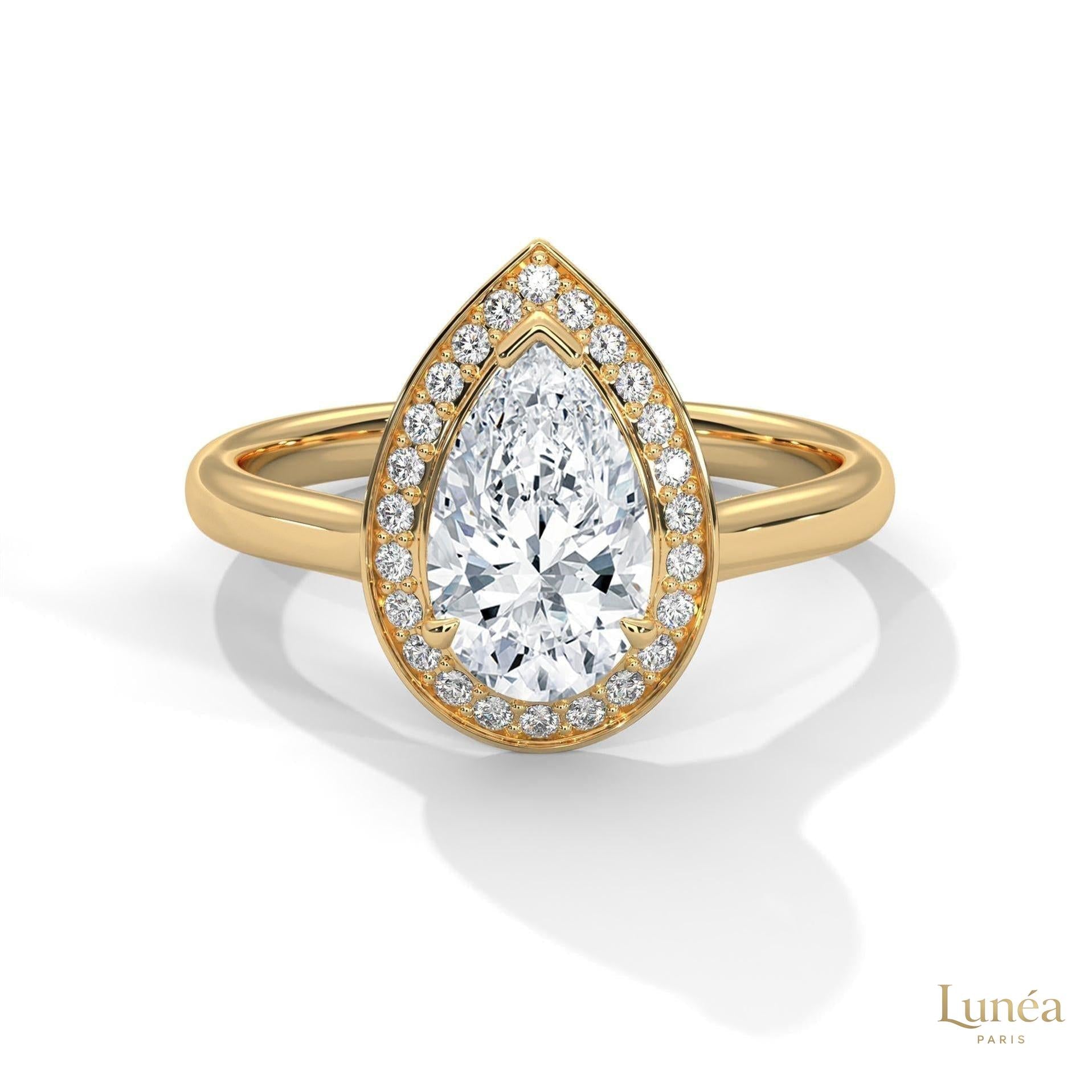 1.85 Ct. Pear Halo Diamond Engagement Ring