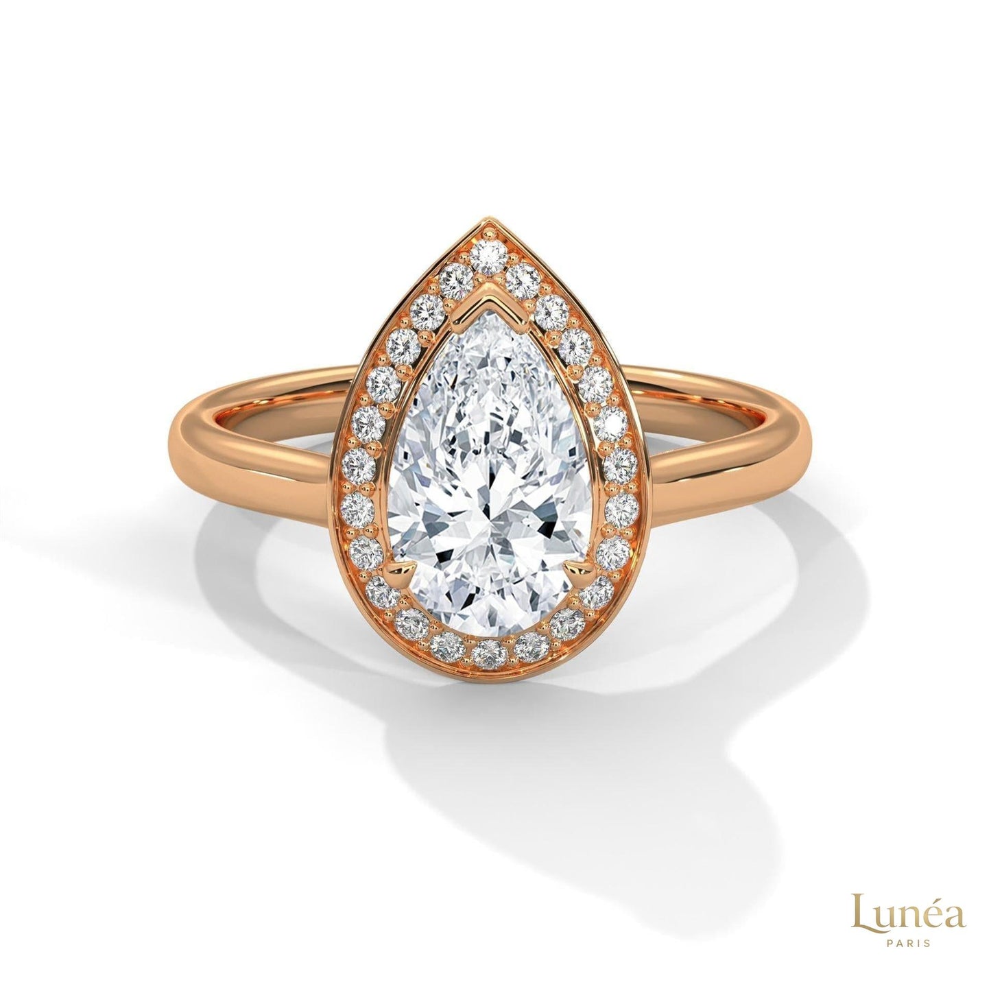 1.85 Ct. Pear Halo Diamond Engagement Ring