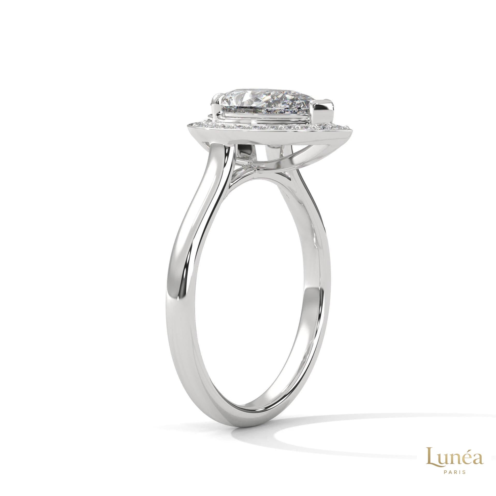 1.85 Ct. Pear Halo Diamond Engagement Ring