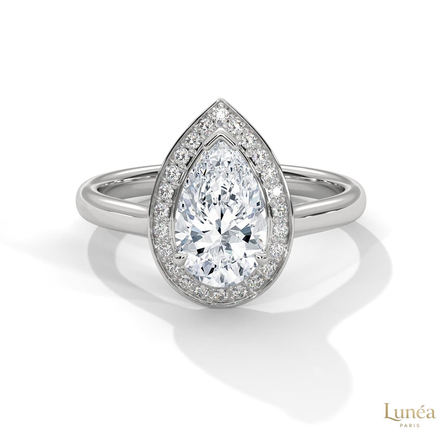 1.85 Ct. Pear Halo Diamond Engagement Ring