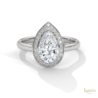 1.85 Ct. Pear Halo Diamond Engagement Ring