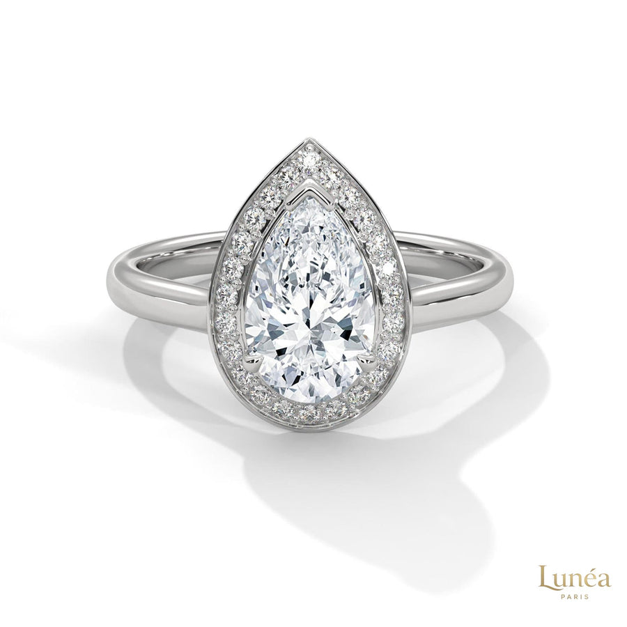 1.85 Ct. Pear Halo Diamond Engagement Ring