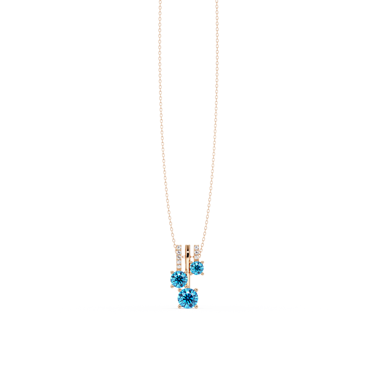 Aquamarine Blue - 14K Rose Gold