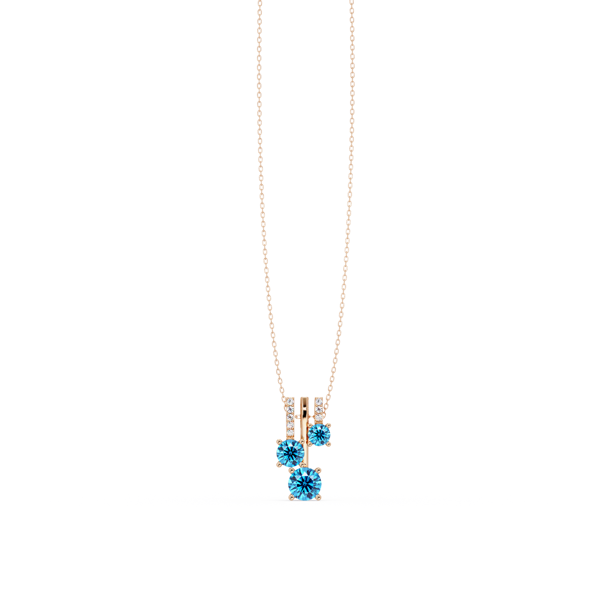 Aquamarine Blue - 14K Rose Gold
