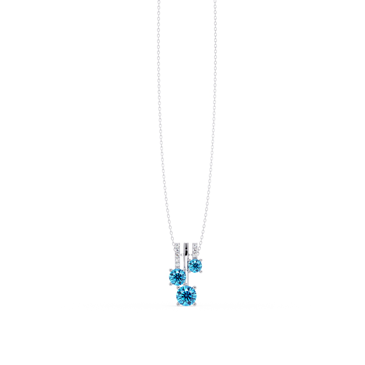Aquamarine Blue - 14K White Gold