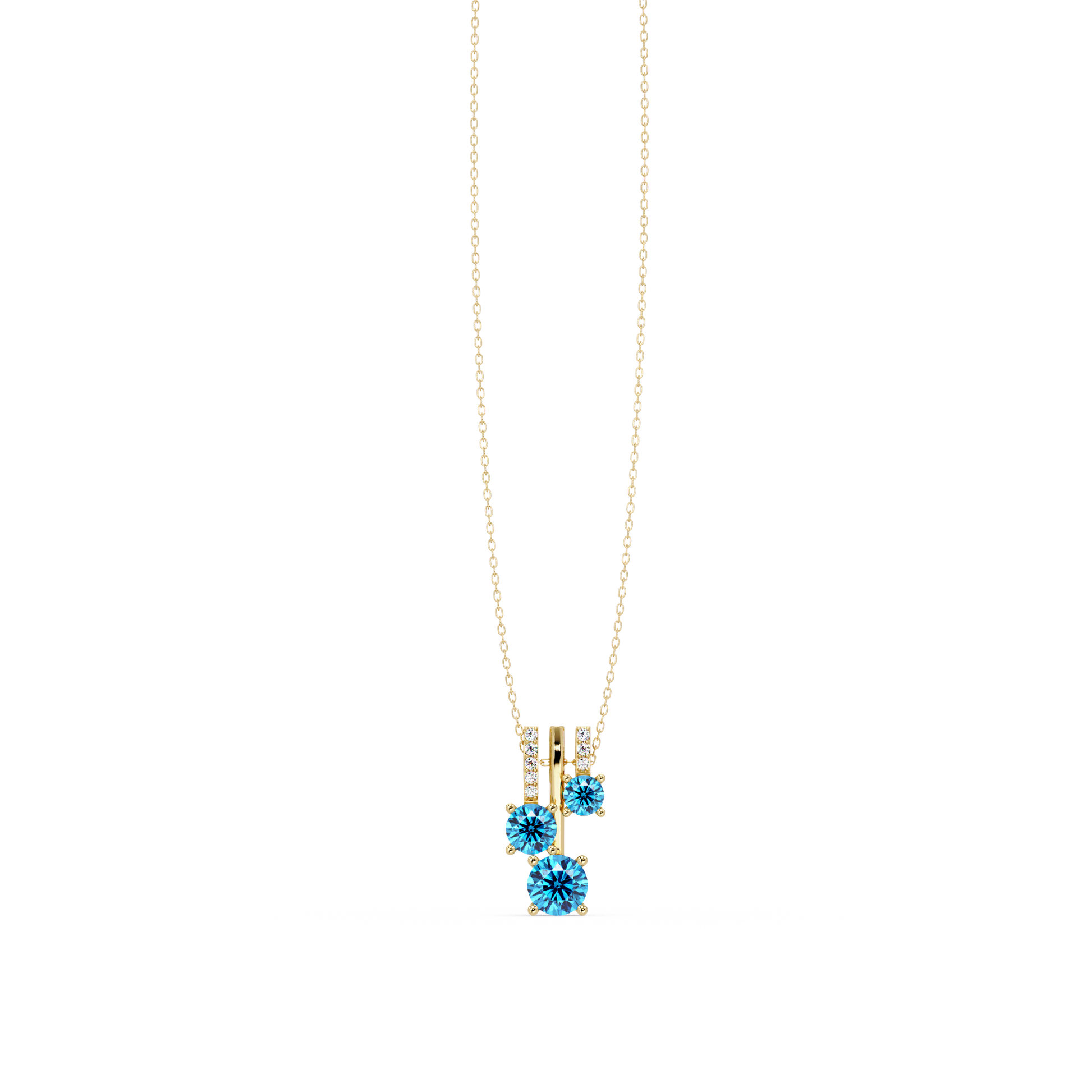 Aquamarine Blue - 14K Yellow Gold