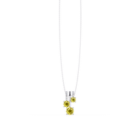 Multicolor Triple Round Gemstone Drop Pendant Necklace — 14K White Gold
