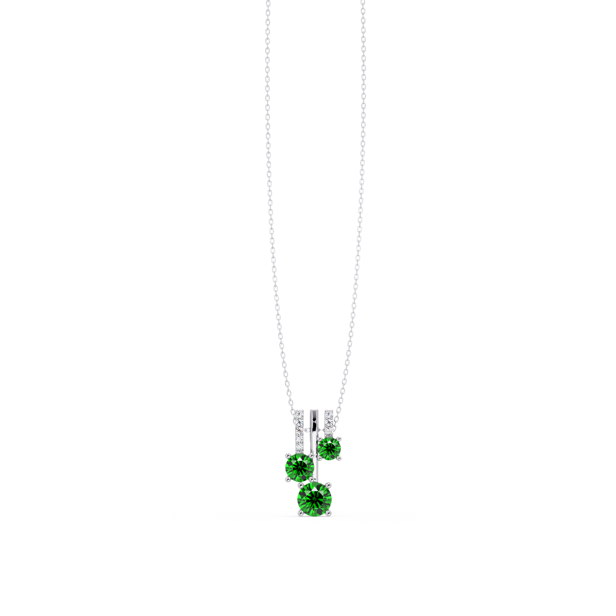 Emerald Green - 14K White Gold