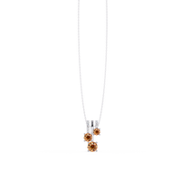 1.50 CTW Triple Round Colorstone Drop Pendant Necklace - Champagne Topaz - 14K White Gold