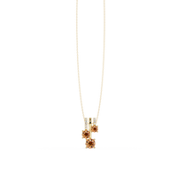 1.50 CTW Triple Round Colorstone Drop Pendant Necklace - Champagne Topaz - 14K Yellow Gold