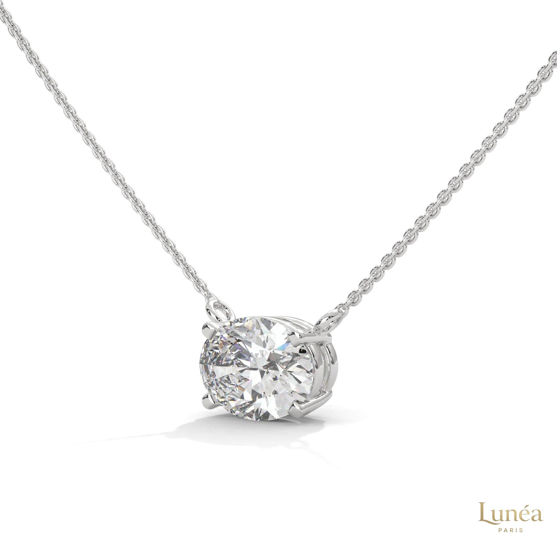 2 CT. Floating Oval Lab Diamond Pendant