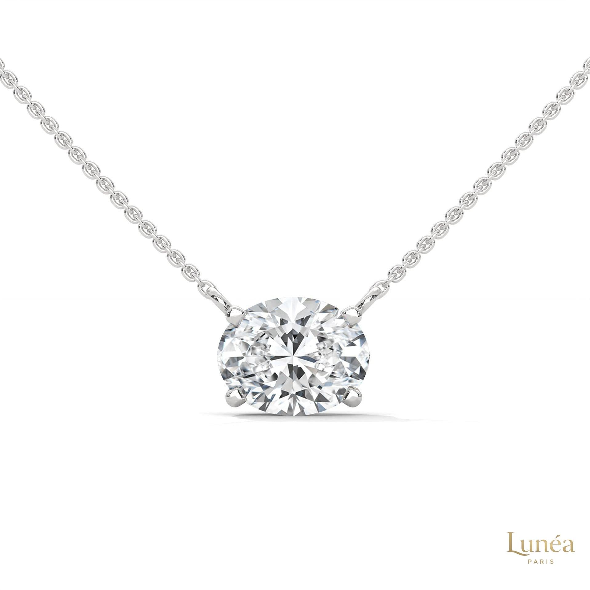 2 CT. Floating Oval Lab Diamond Pendant