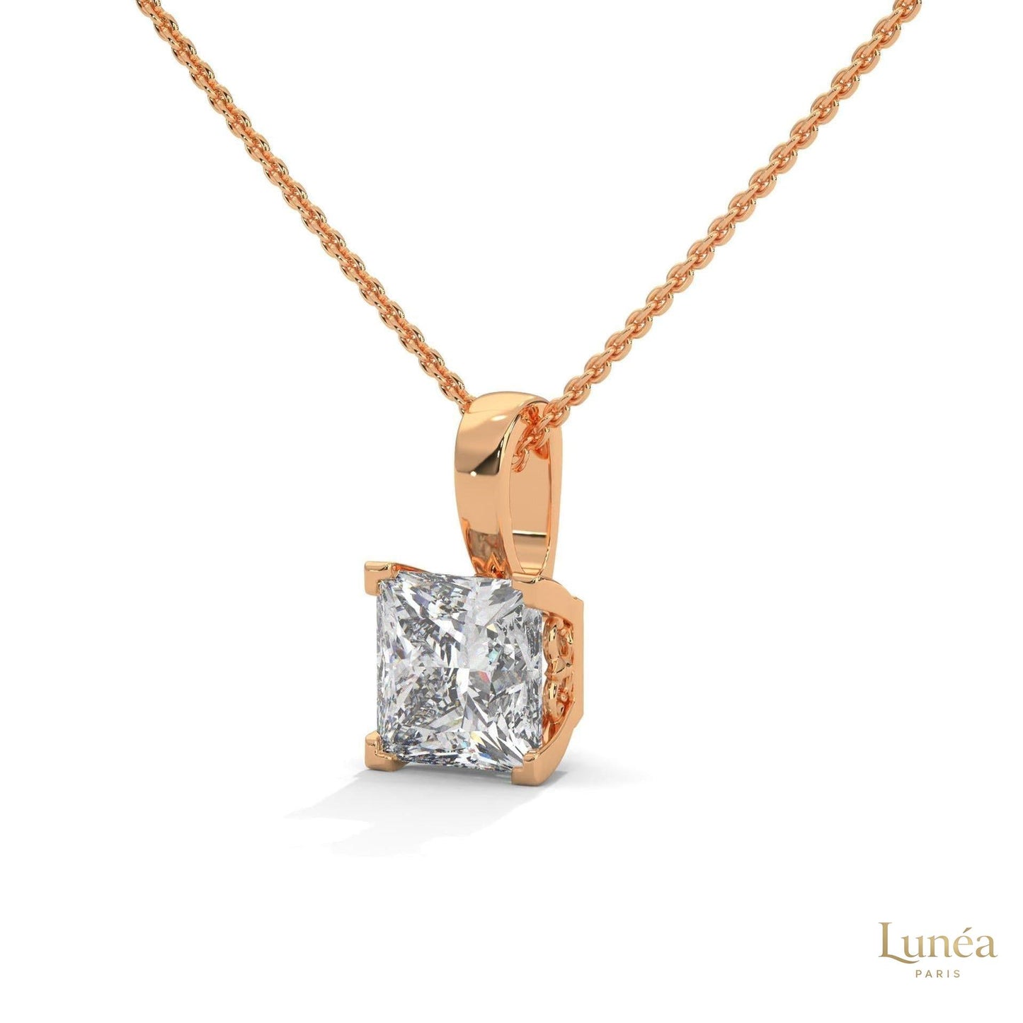 2 CT. Princess-Cut Lab Diamond Pendant
