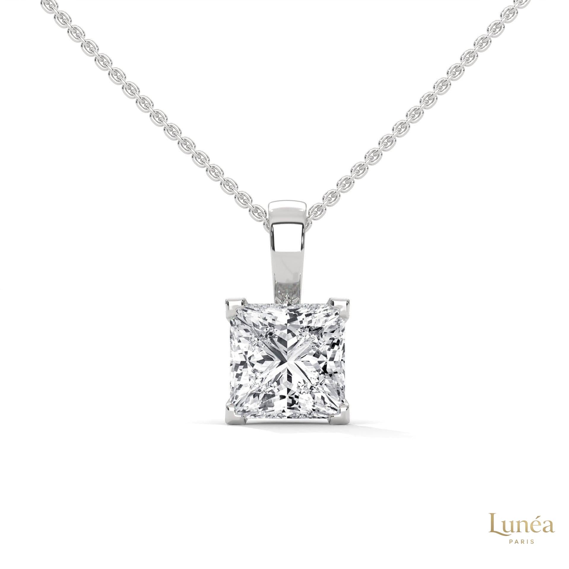 2 CT. Princess-Cut Lab Diamond Pendant