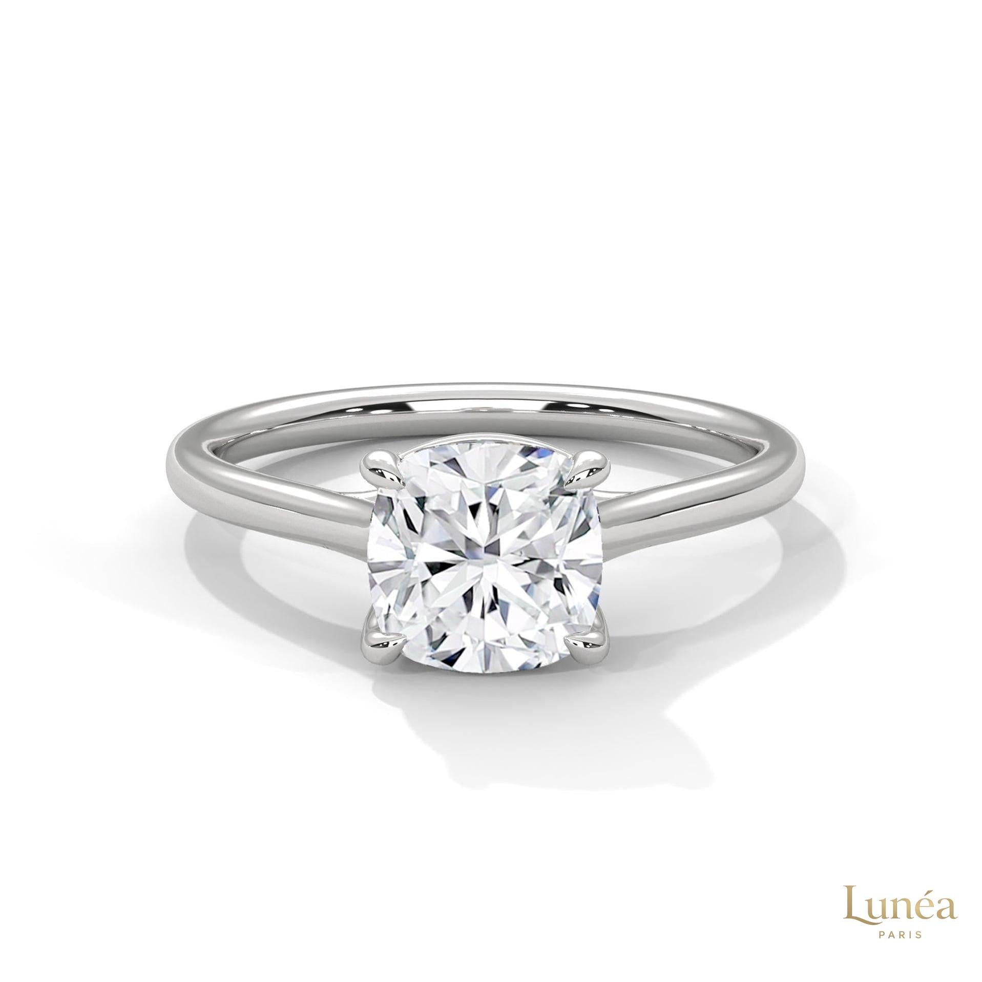 2 Ct. Cushion-Cut Solitaire Lab Diamond Ring