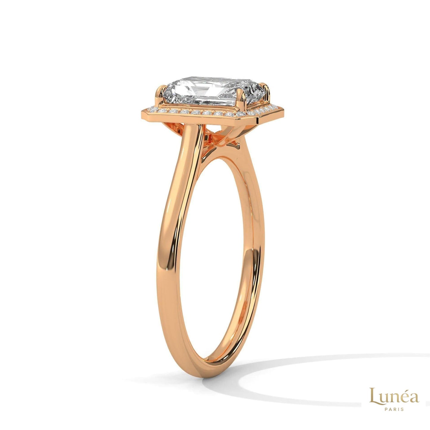 2 Ct. Emerald-Cut Lab Diamond Halo Ring