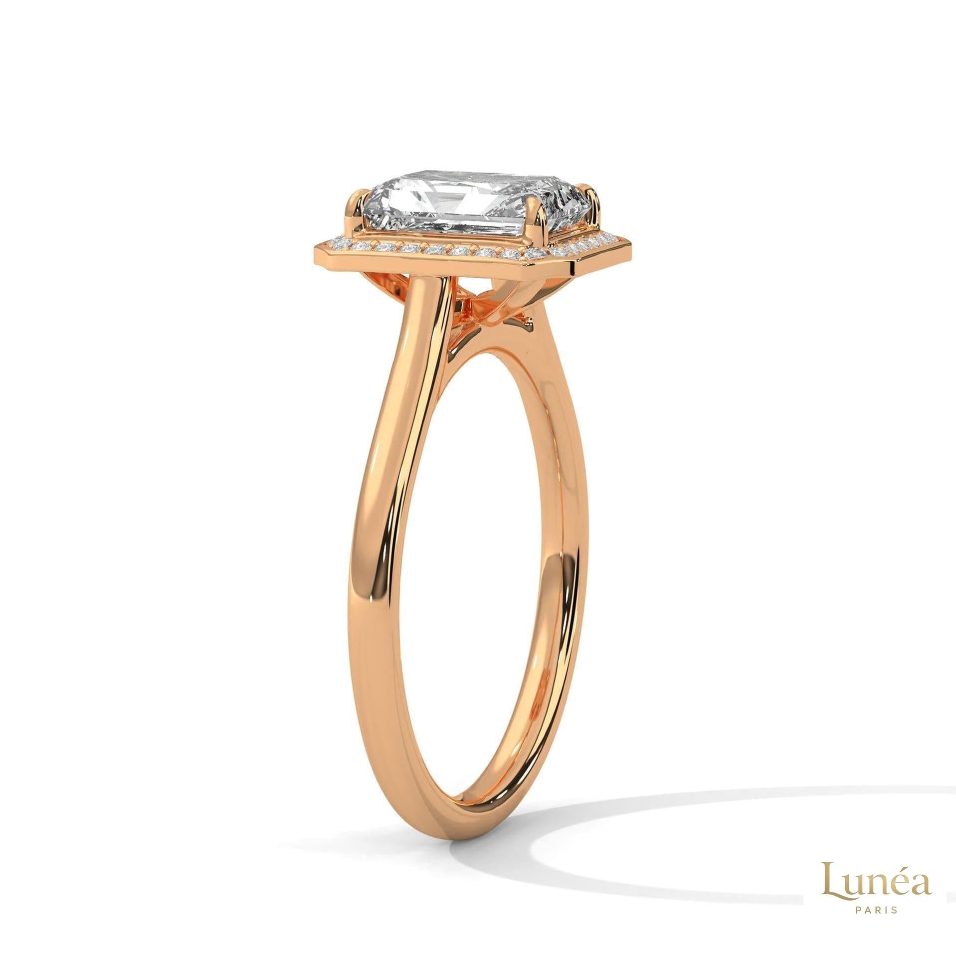 2 Ct. Emerald-Cut Lab Diamond Halo Ring