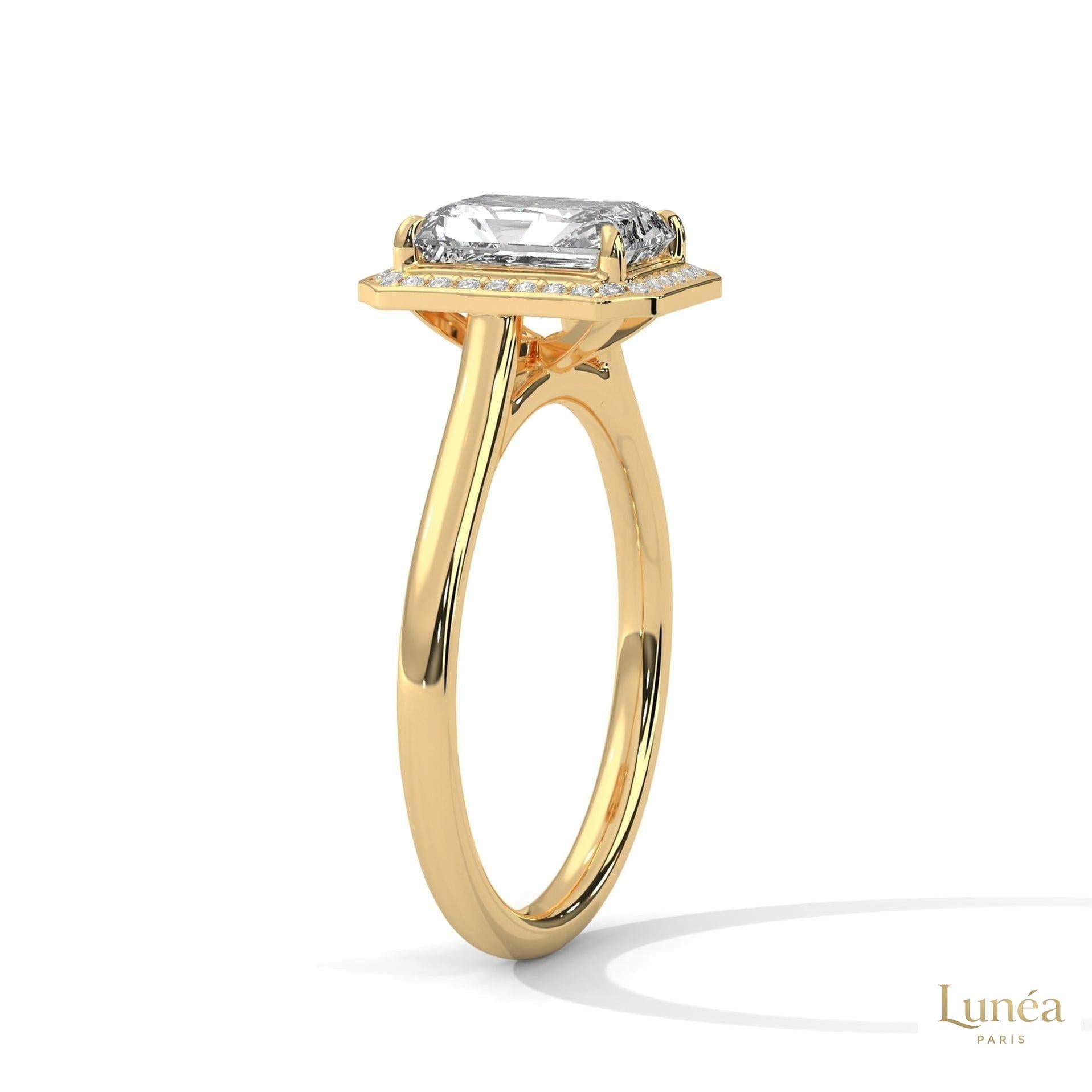 2 Ct. Emerald-Cut Lab Diamond Halo Ring