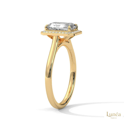 2 Ct. Emerald-Cut Lab Diamond Halo Ring