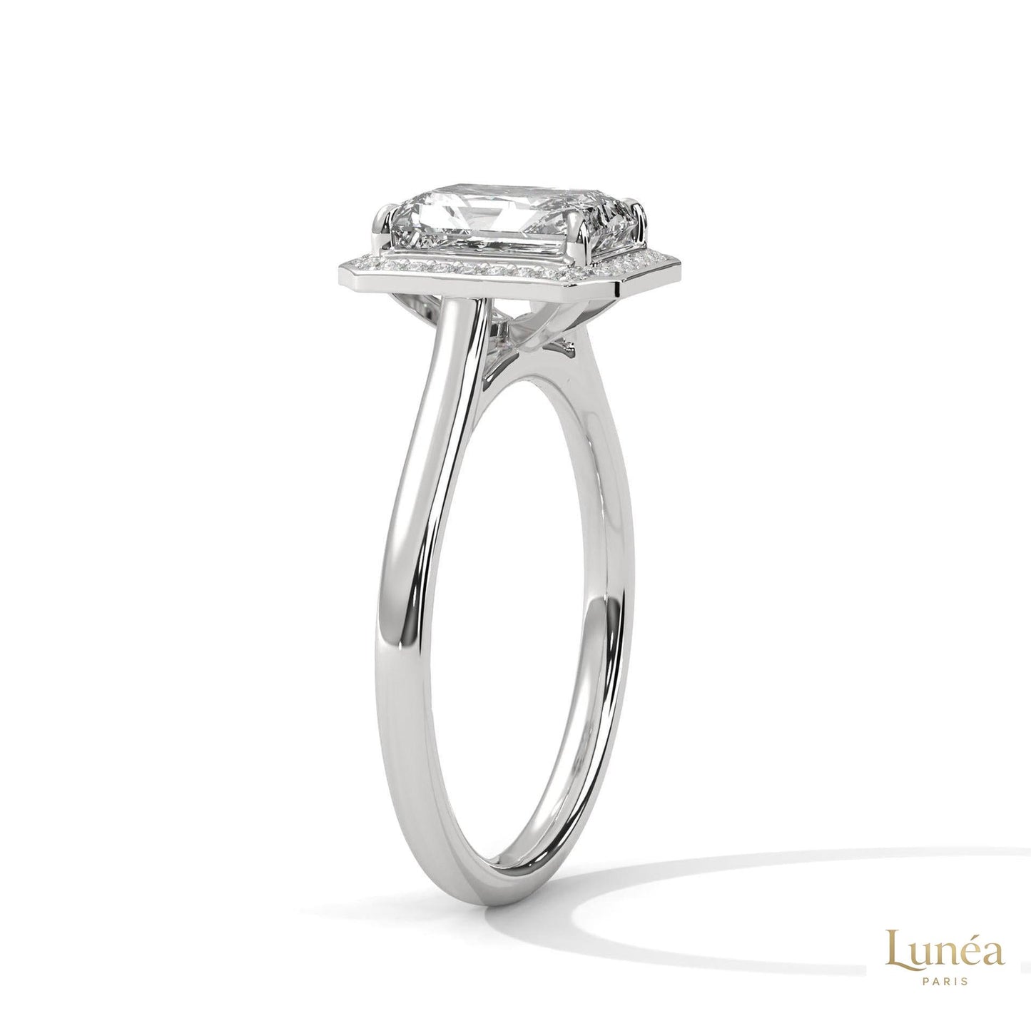 2 Ct. Emerald-Cut Lab Diamond Halo Ring