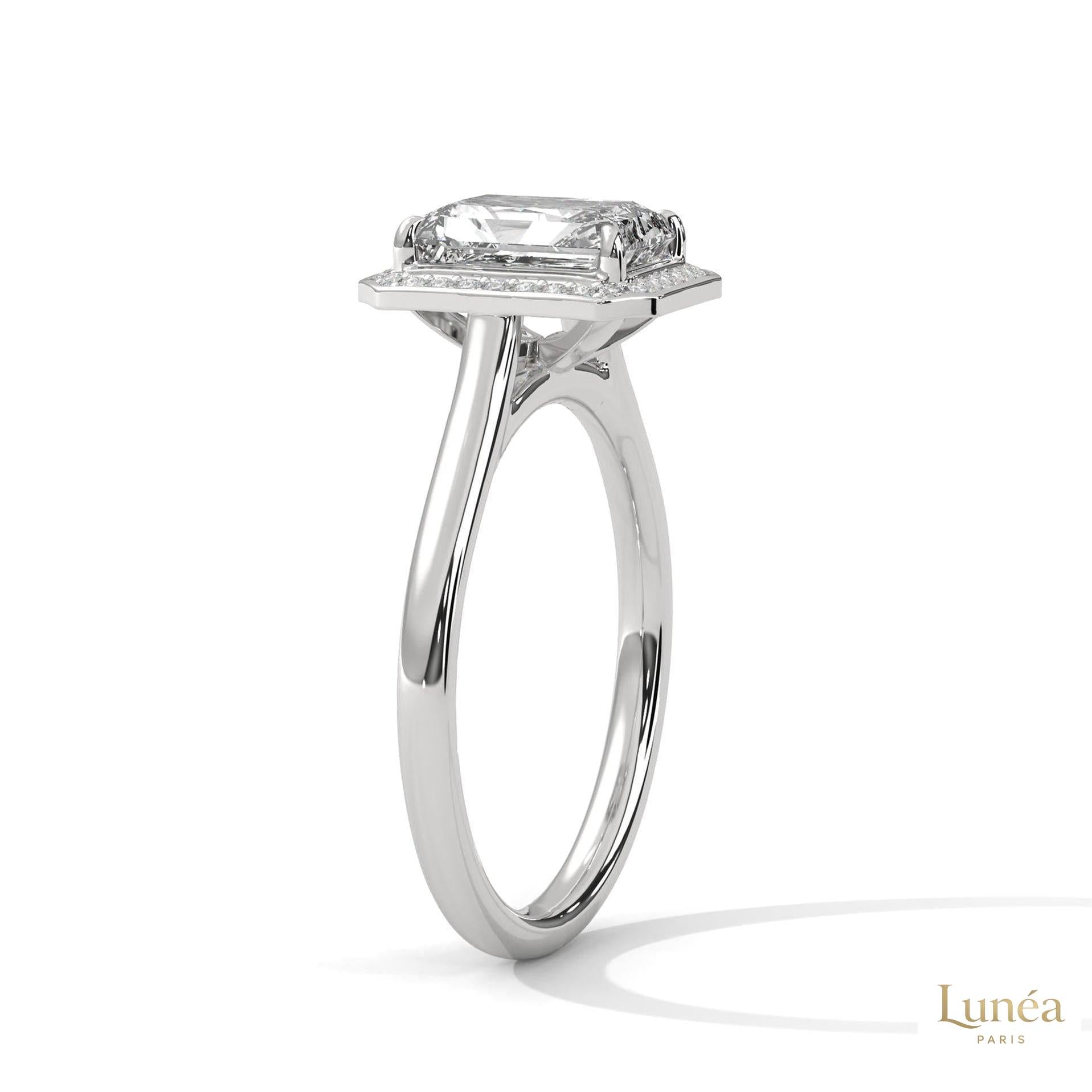 2 Ct. Emerald-Cut Lab Diamond Halo Ring