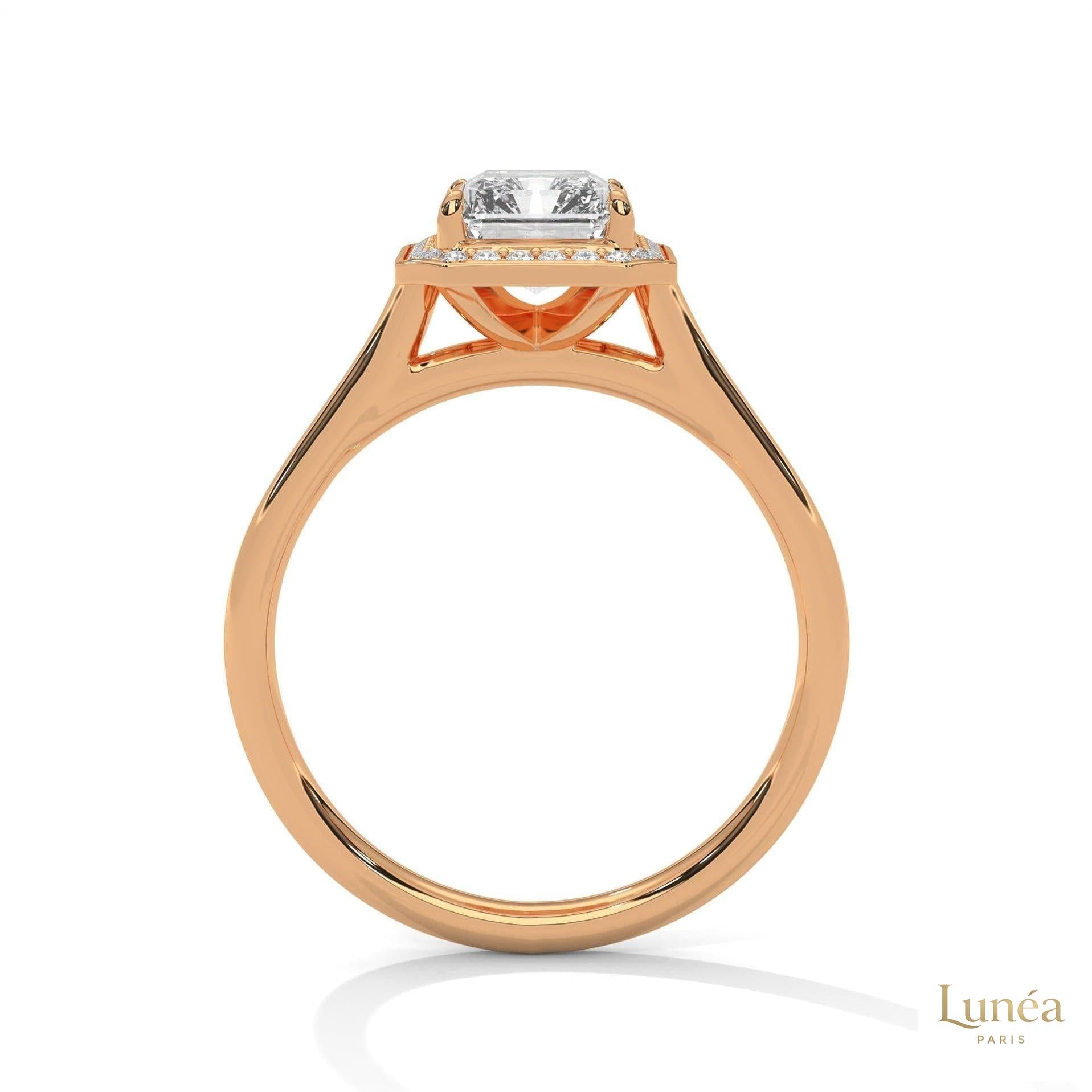 2 Ct. Emerald-Cut Lab Diamond Halo Ring