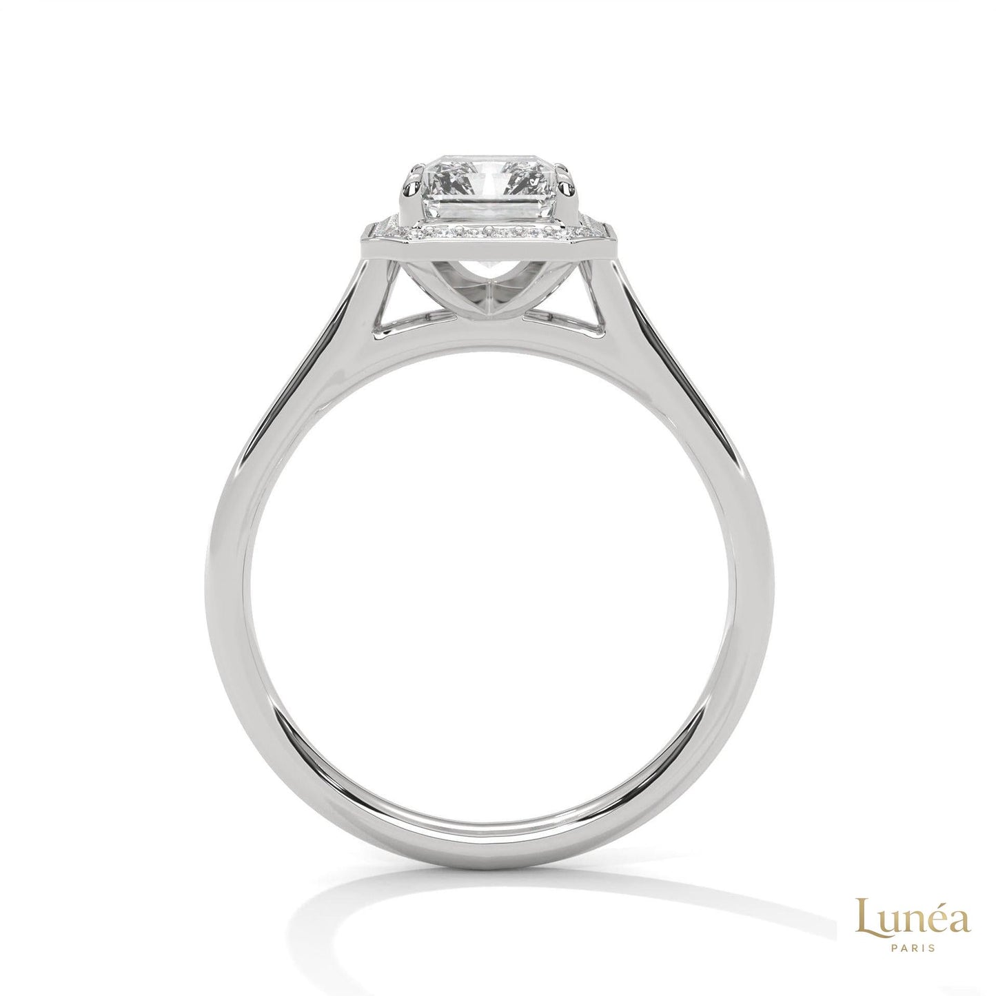 2 Ct. Emerald-Cut Lab Diamond Halo Ring