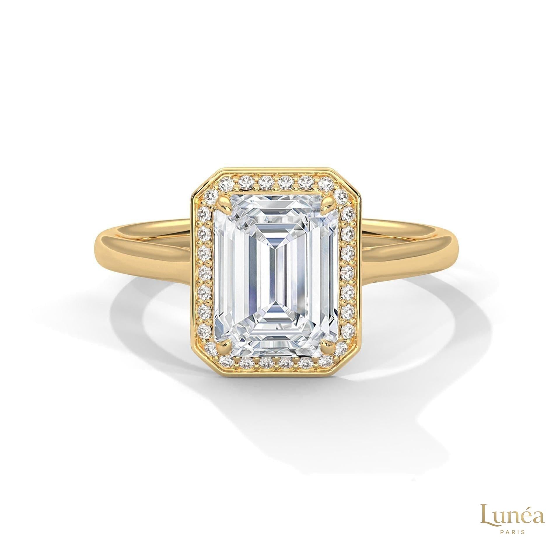 2 Ct. Emerald-Cut Lab Diamond Halo Ring