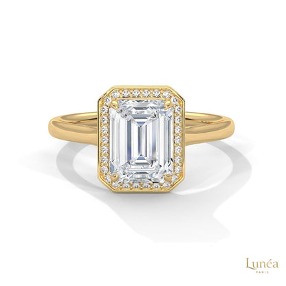 2 Ct. Emerald-Cut Lab Diamond Halo Ring