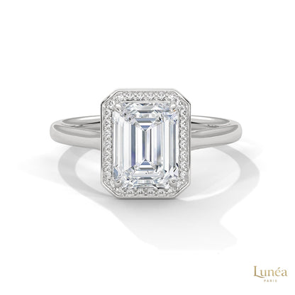2 Ct. Emerald-Cut Lab Diamond Halo Ring