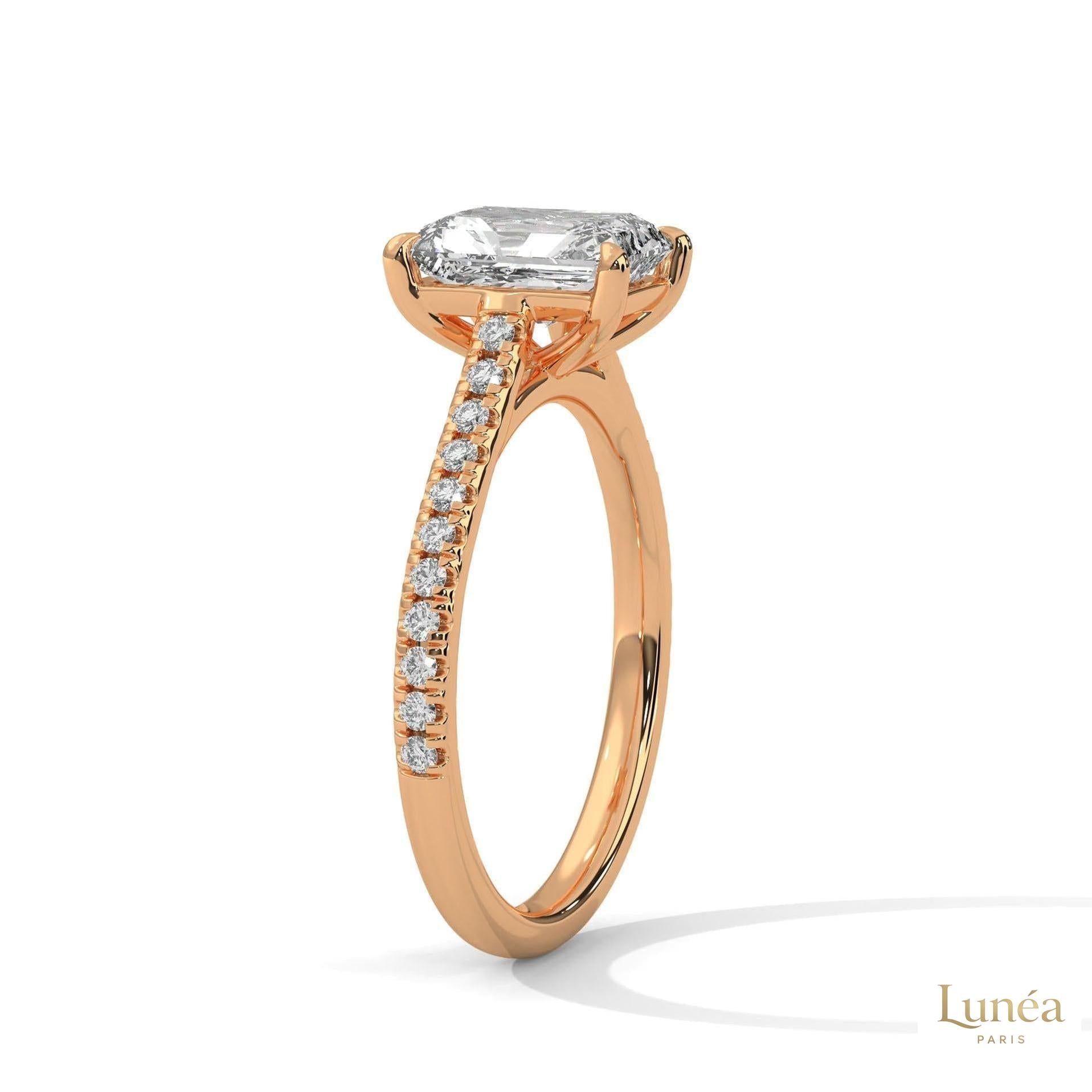 2 Ct. Emerald Cut Lab Diamond Ring