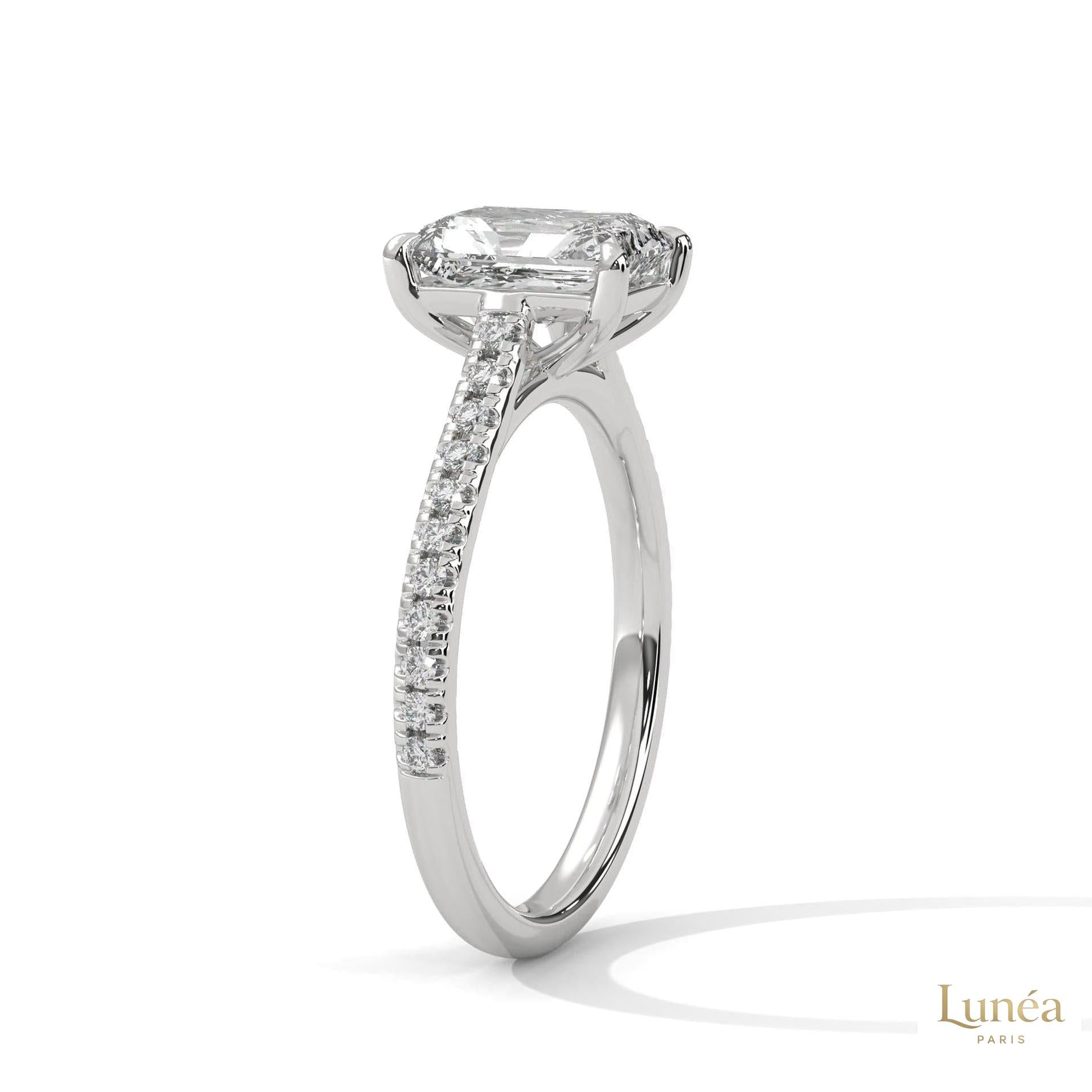 2 Ct. Emerald Cut Lab Diamond Ring