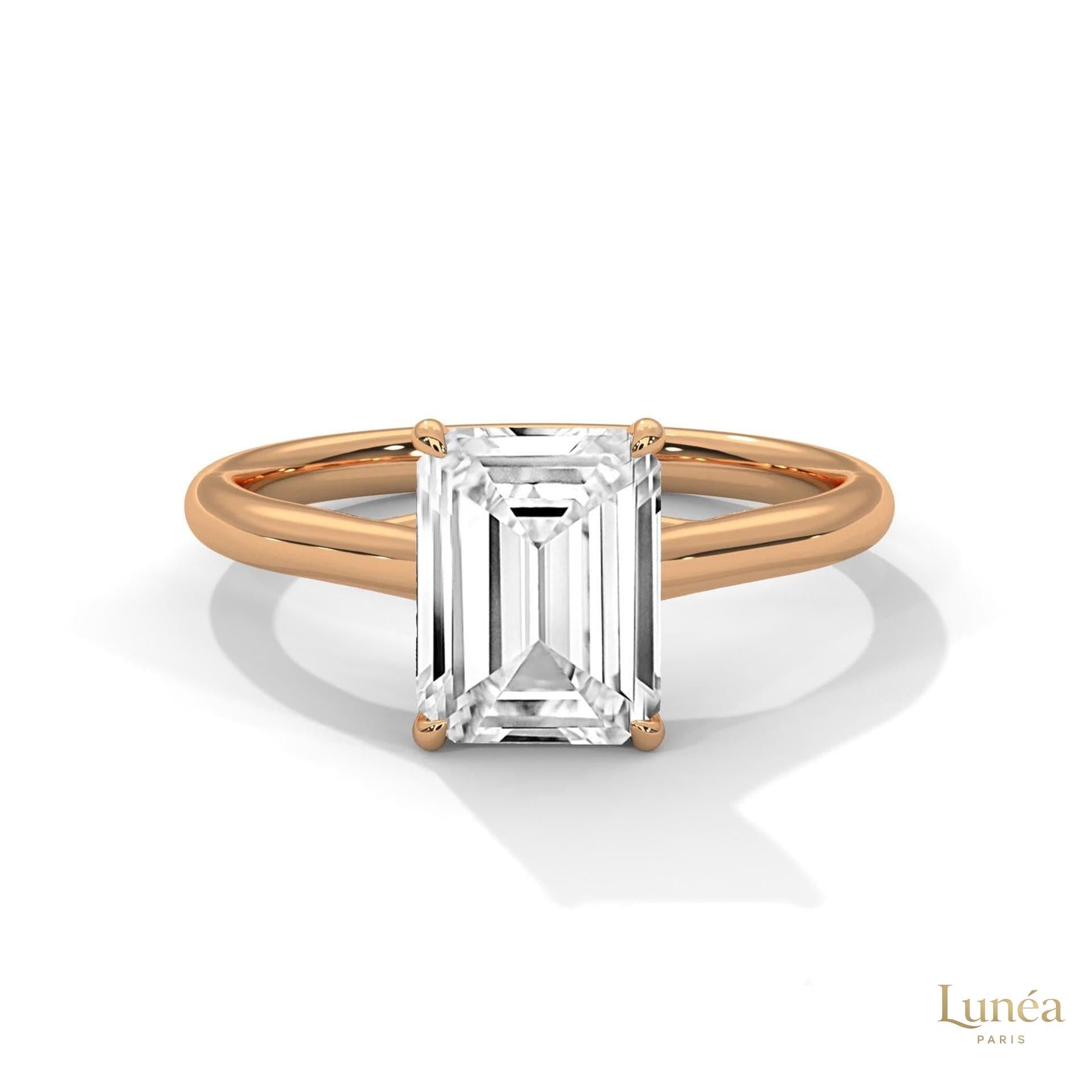 2 Ct. Emerald-Cut Solitaire Lab Diamond Ring