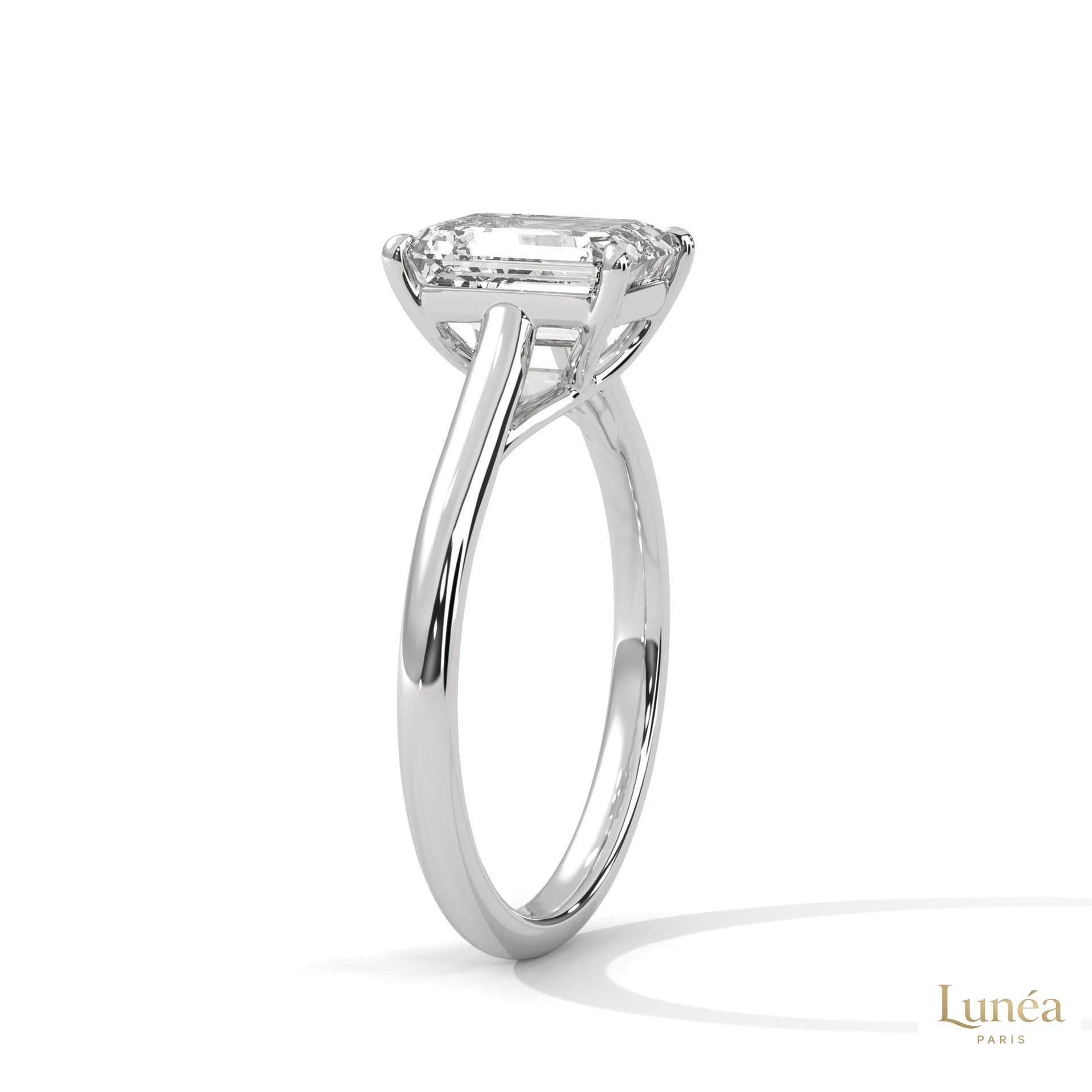 2 Ct. Emerald-Cut Solitaire Lab Diamond Ring