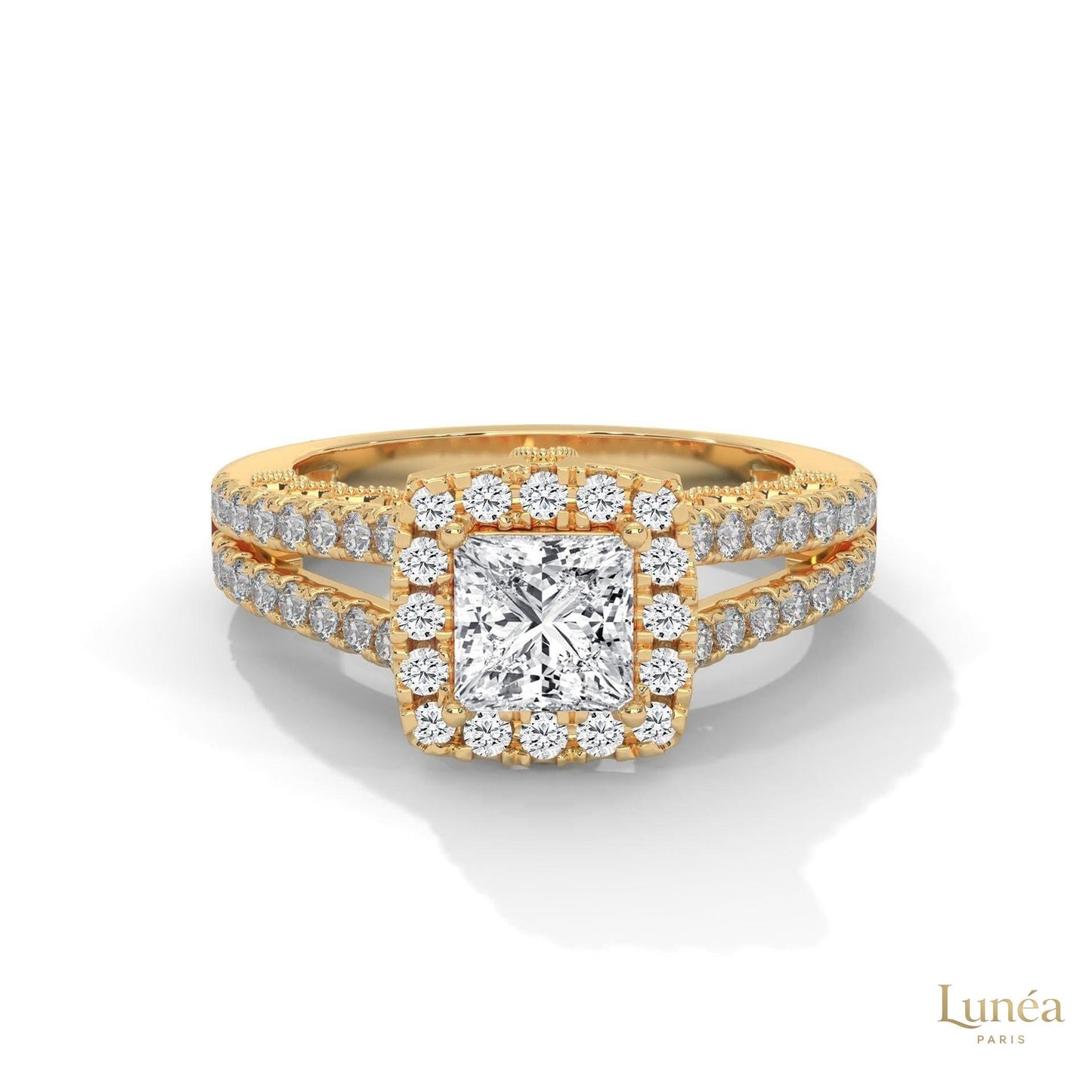 2 Ct. Princess-Cut Lab Diamond Halo Engagement Ring