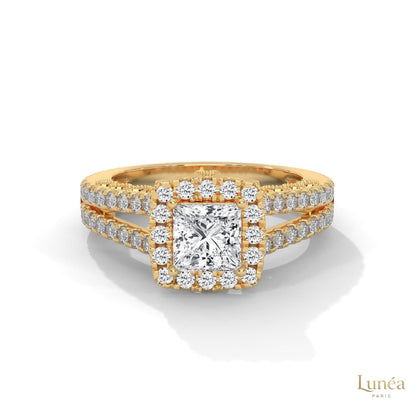 2 Ct. Princess-Cut Lab Diamond Halo Engagement Ring