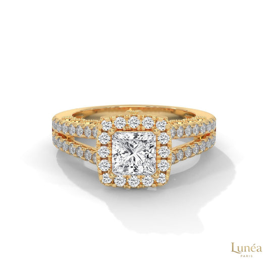 2 Ct. Princess-Cut Lab Diamond Halo Engagement Ring