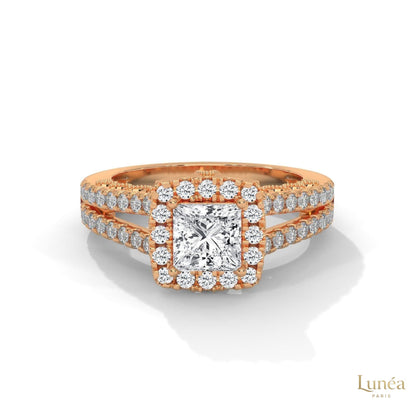 2 Ct. Princess-Cut Lab Diamond Halo Engagement Ring