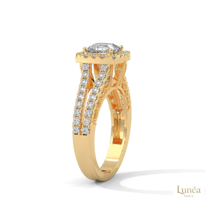 2 Ct. Princess-Cut Lab Diamond Halo Engagement Ring
