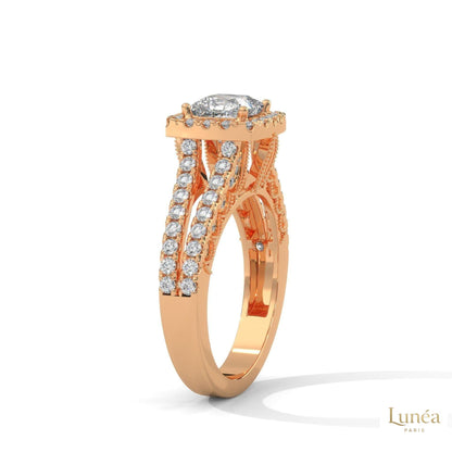 2 Ct. Princess-Cut Lab Diamond Halo Engagement Ring