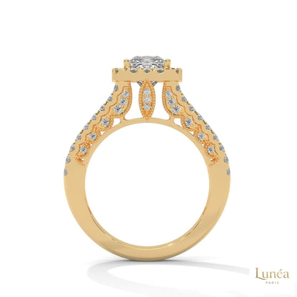 2 Ct. Princess-Cut Lab Diamond Halo Engagement Ring