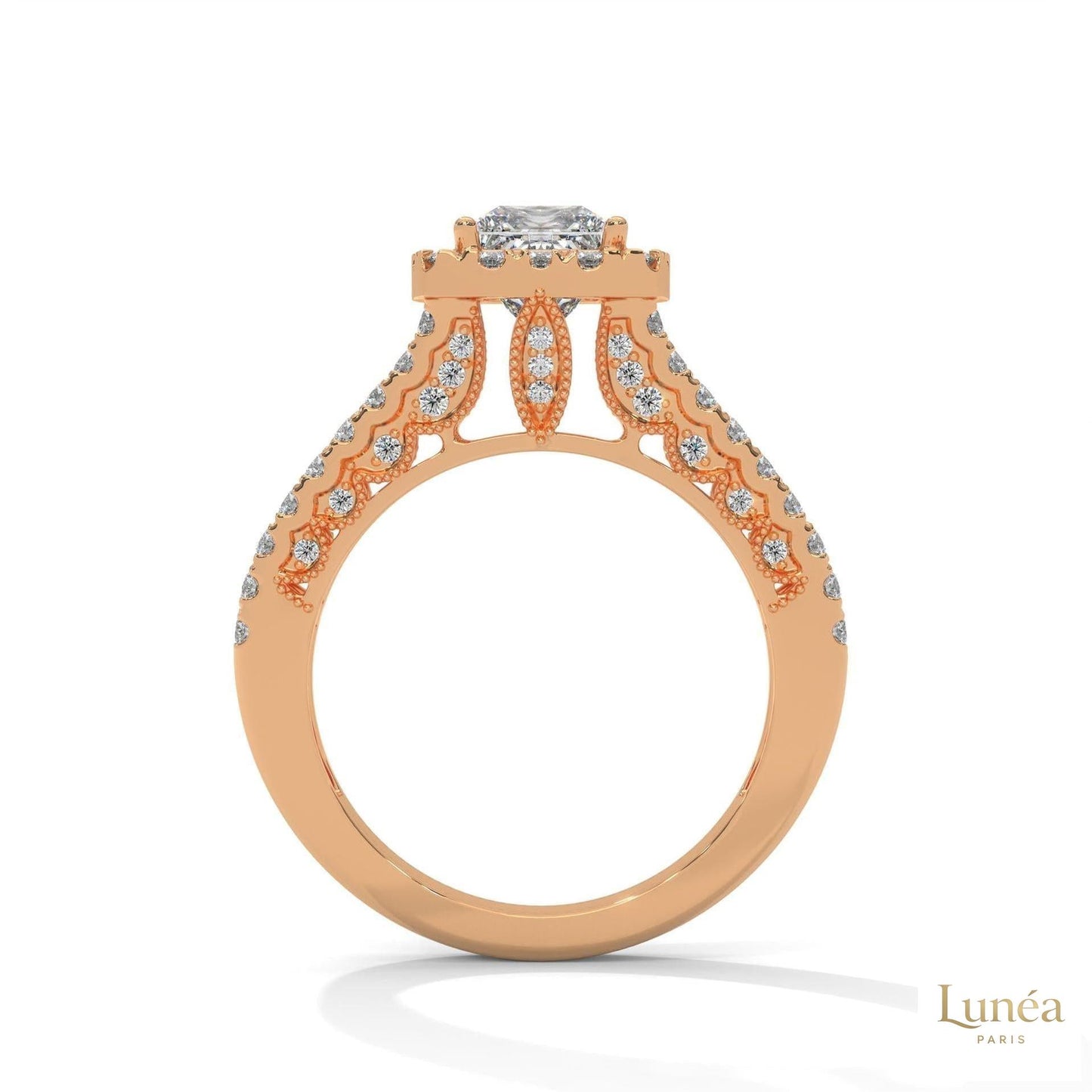 2 Ct. Princess-Cut Lab Diamond Halo Engagement Ring