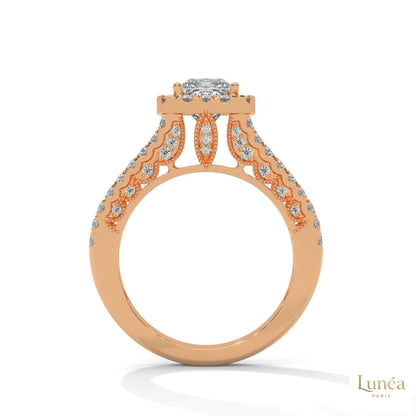 2 Ct. Princess-Cut Lab Diamond Halo Engagement Ring