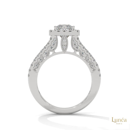 2 Ct. Princess-Cut Lab Diamond Halo Engagement Ring