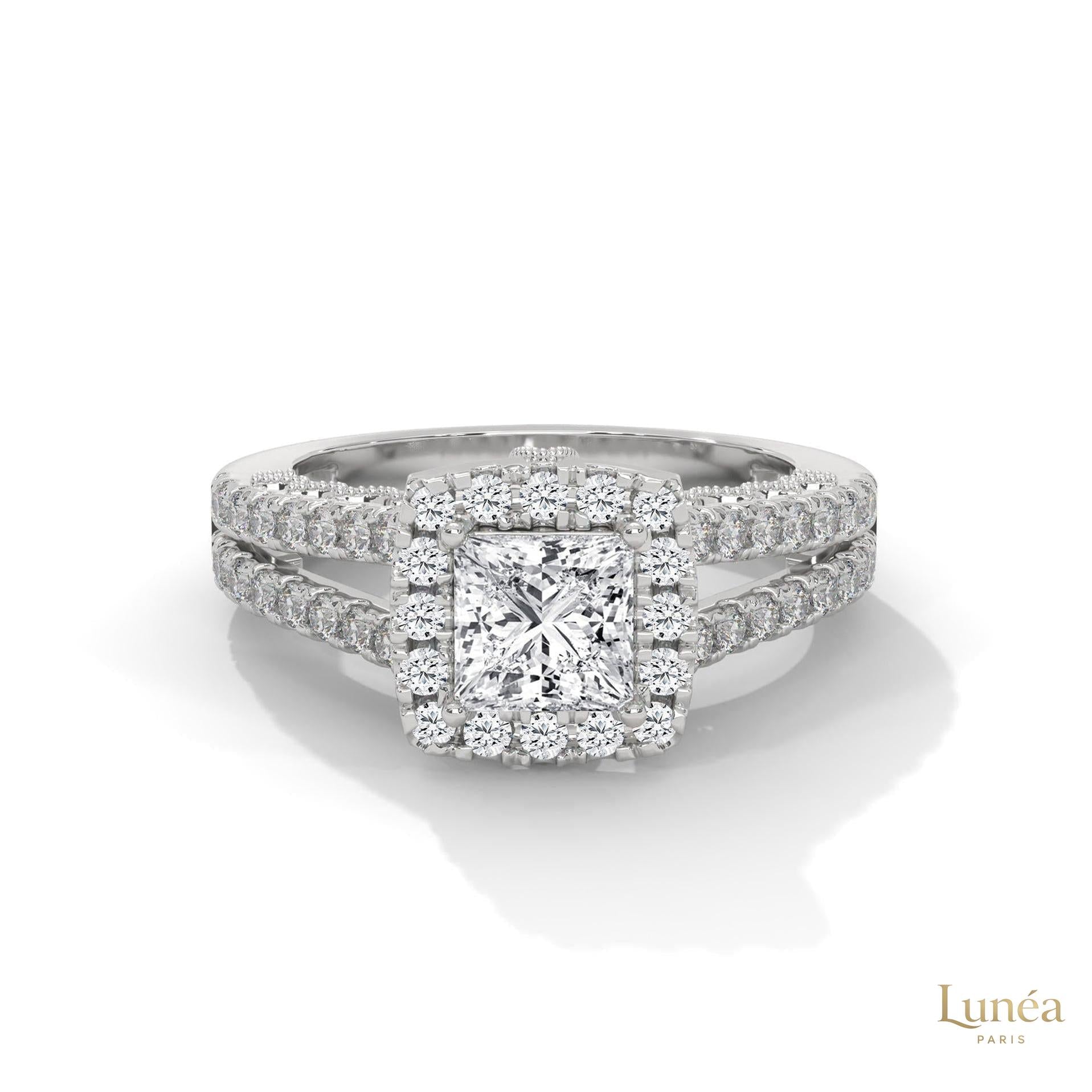 2 Ct. Princess-Cut Lab Diamond Halo Engagement Ring