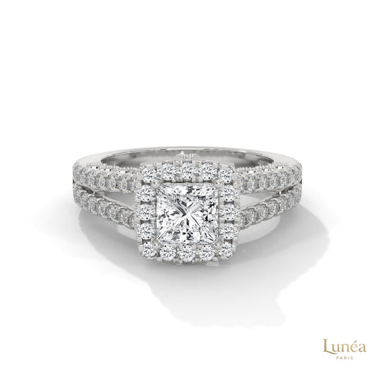 2 Ct. Princess-Cut Lab Diamond Halo Engagement Ring