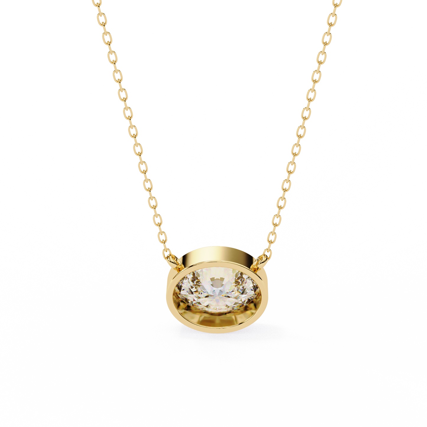 1.60 CT Oval Lab-Grown Diamond Bezel Pendant Necklace in 14K Gold & Platinum