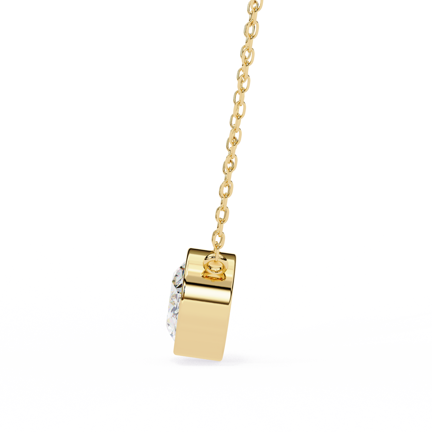 1.60 CT Oval Lab-Grown Diamond Bezel Pendant Necklace in 14K Gold & Platinum