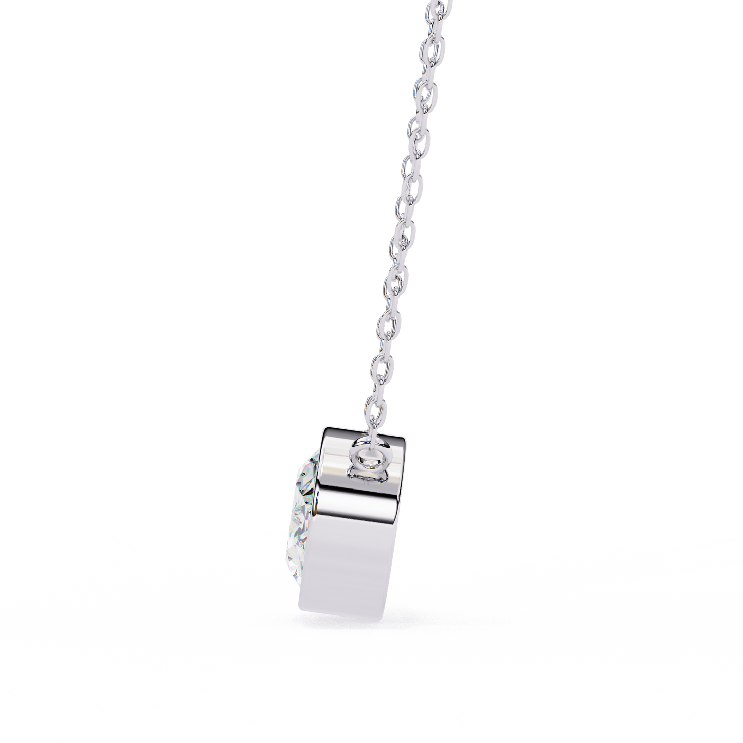 1.60 CT Oval Lab-Grown Diamond Bezel Pendant Necklace in 14K Gold & Platinum